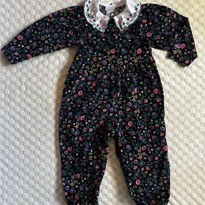 Vintage 2T black & floral corduroy Osh Kosh romper